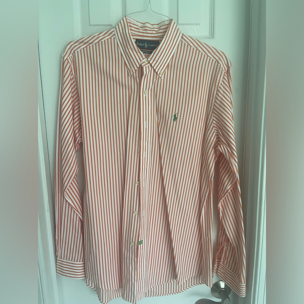 Ralph Lauren Oxford. L orange and white striped.